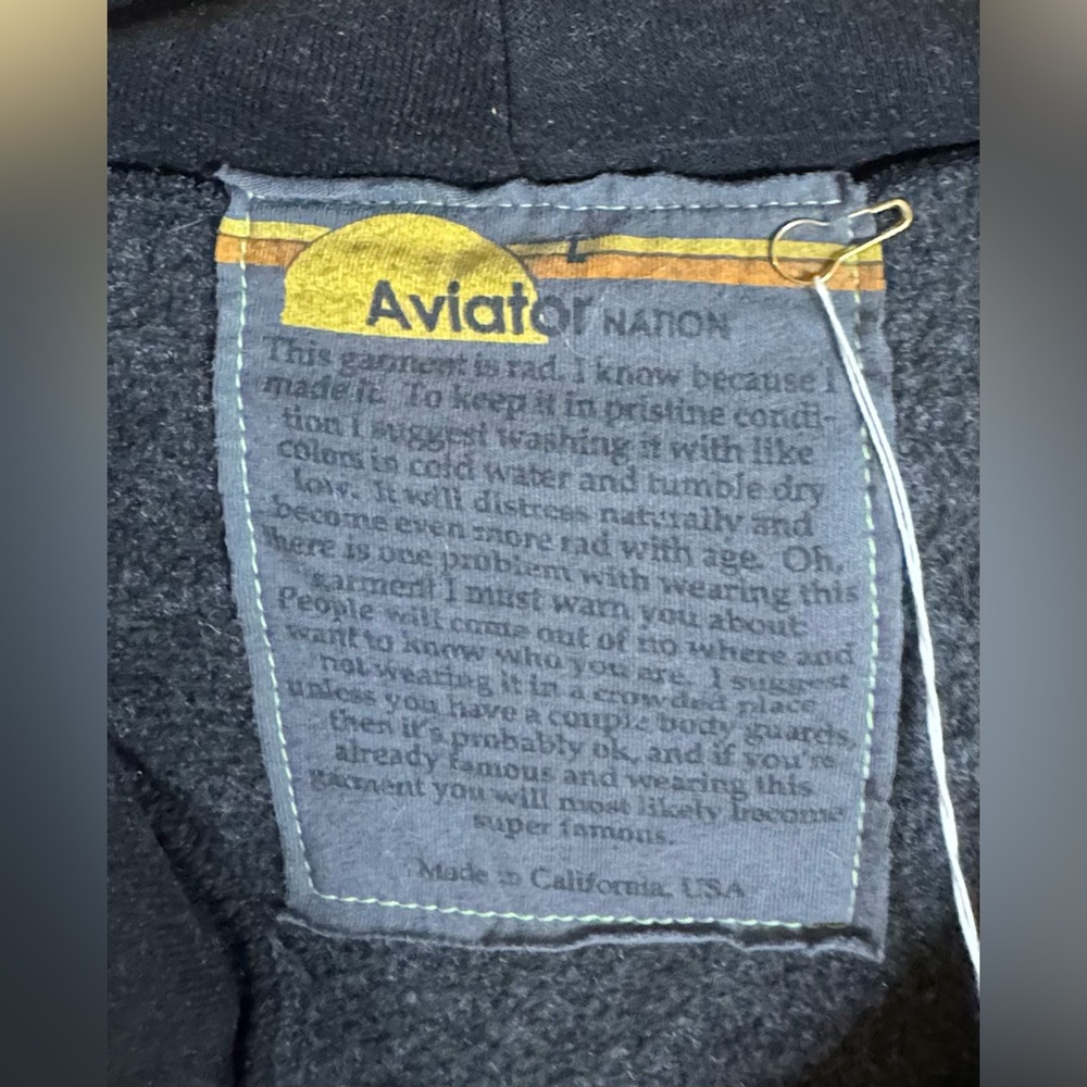 Aviator Nation Black Rainbow Rib Zip Hoodie Sweatshirt - LARGE - Picture 3 of 4